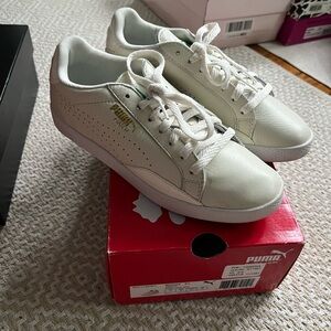 Puma Women's Cream Match Lo Sneakers with Gold Accents